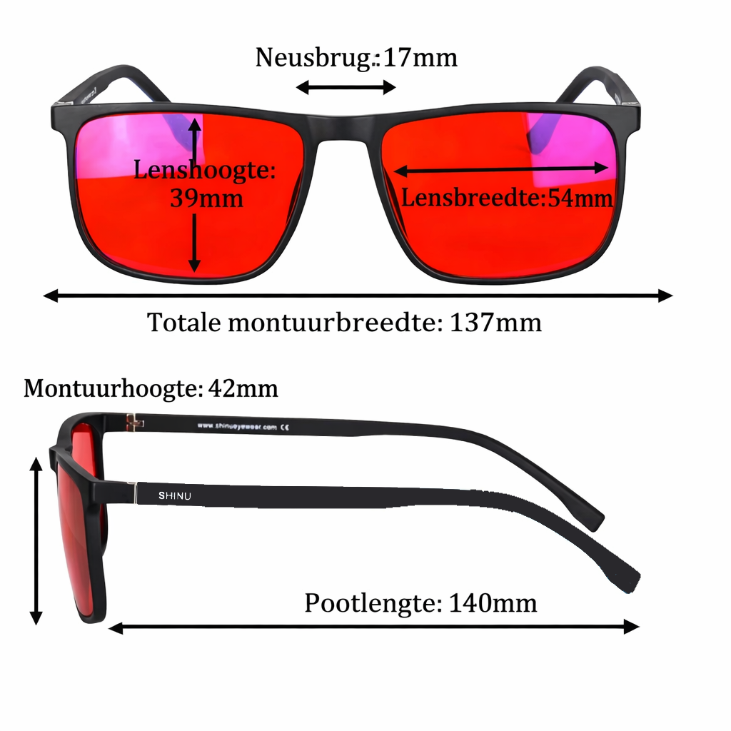 Roote blauwlichtbril – Blokkeert 99,9% blauw licht